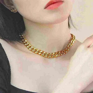 NEW 18k Gold-Plated Cuban‎ Chain Necklace